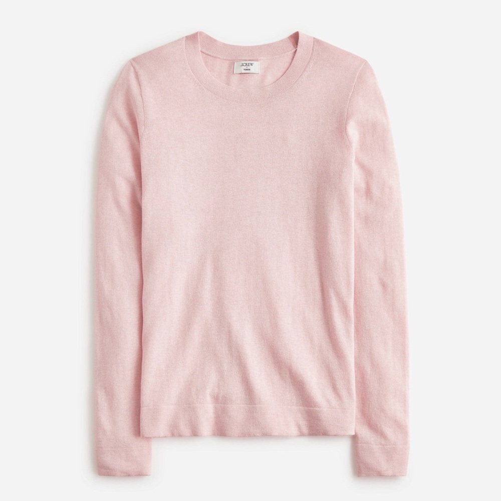 J CREW Lightweight Cotton Crew Neck Teddie Sweater MEDIUM Heather Pink NWT